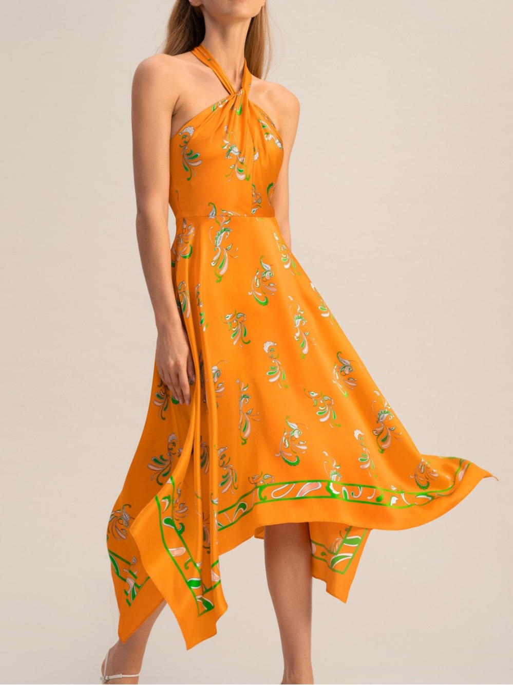 LilySilk Silk Handkerchief Dress for Women Irregular Halter Long Midi Dresses 2